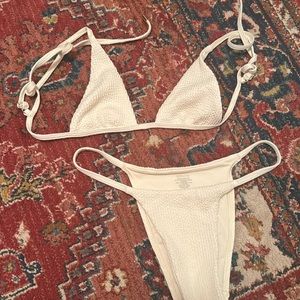 Monday swimwear cream color ribbed bikini